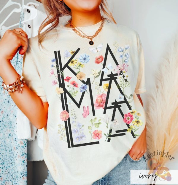 Botanical Kamala Shirt Patriotic Cottagecore Kamala Harris Voting 2024 Presidential Election Tee Artsy Floral Politics Tee teetickler 3