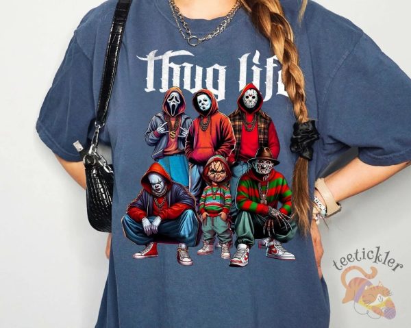 Thug Life Horror Shirt Thug Life Horror Movie Characters Shirt Vintage Scary Movies Shirt Horror Halloween Shirt 2024 teetickler 2