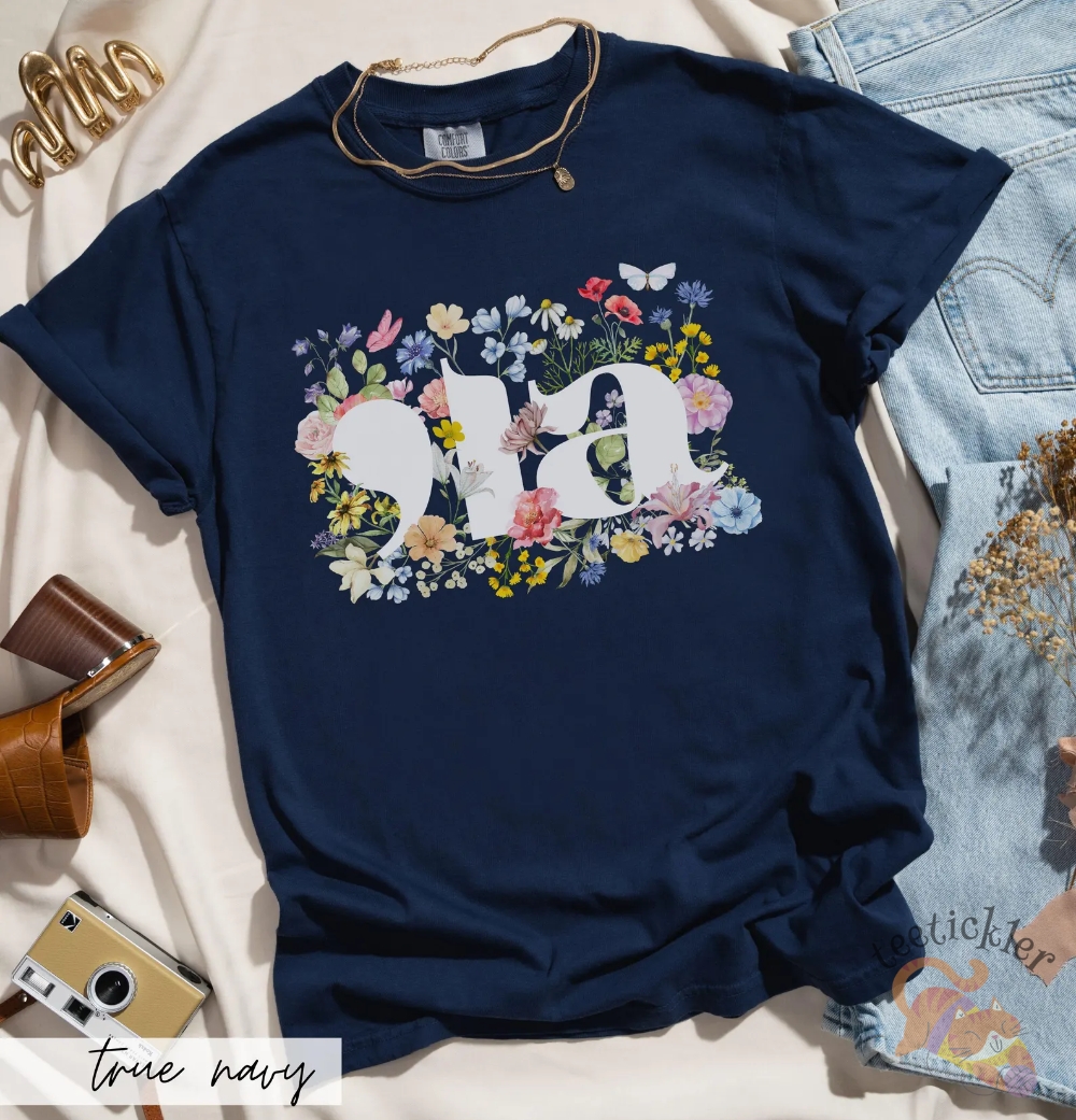 Botanical Comma La Shirt Patriotic Cottagecore Kamala Harris Voting 2024 Presidential Election Artsy Floral Politics Tee teetickler 3