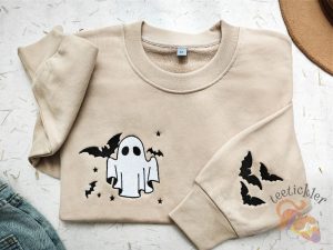 Ghost Embroidered Sweatshirt Little Ghost Bat Shirt Halloween Sweatshirt Halloween Embroidered Sweatshirt Ghost Sweatshirt teetickler 2