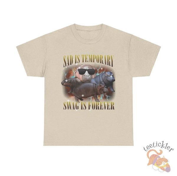 Vintage Sad Is Temporary Swag Is Forever Shirt I Love Moo Deng T Shirt Baby Pygmy Hippo Moo Deng Shirt Moo Deng Shirt teetickler 3