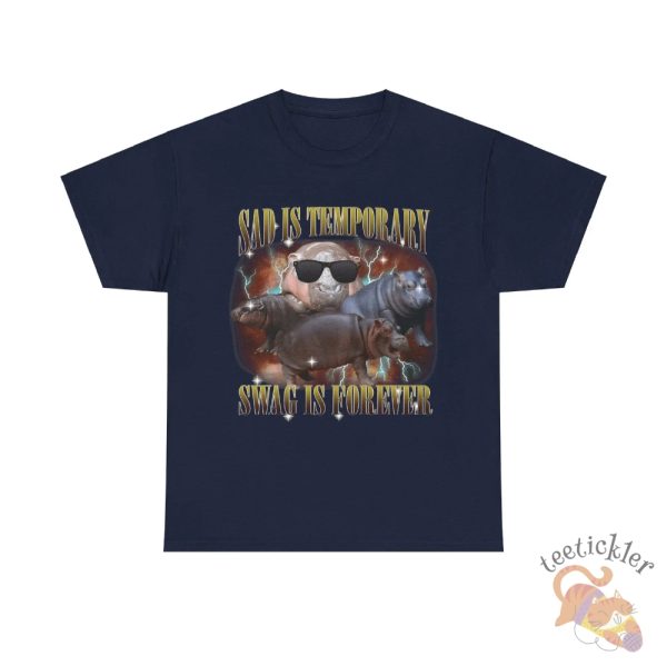 Vintage Sad Is Temporary Swag Is Forever Shirt I Love Moo Deng T Shirt Baby Pygmy Hippo Moo Deng Shirt Moo Deng Shirt teetickler 4