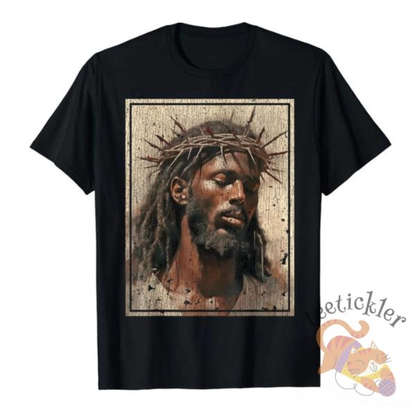 Black Jesus Shirt Face Of Jesus With Crown Of Thorns T Shirt teetickler 1