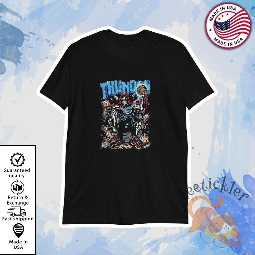 "Shop Trendy Pop Culture and Sports T-Shirts for Every Fan" 5 Jalen Williams Oklahoma City Thunder Throne Warren Lotas Skeleton Shirt