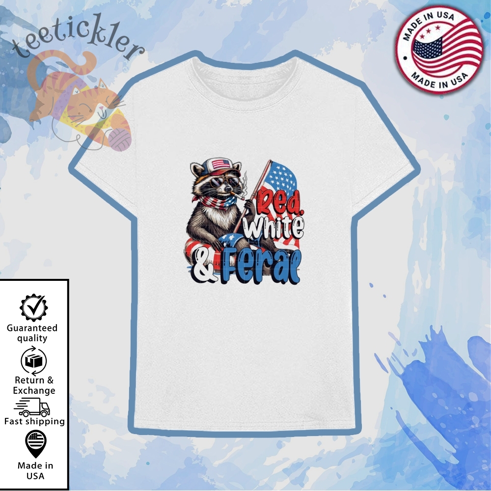 Raccoon Red White And Fera Shirt Funny 4Th Of July Raccoon Shirt