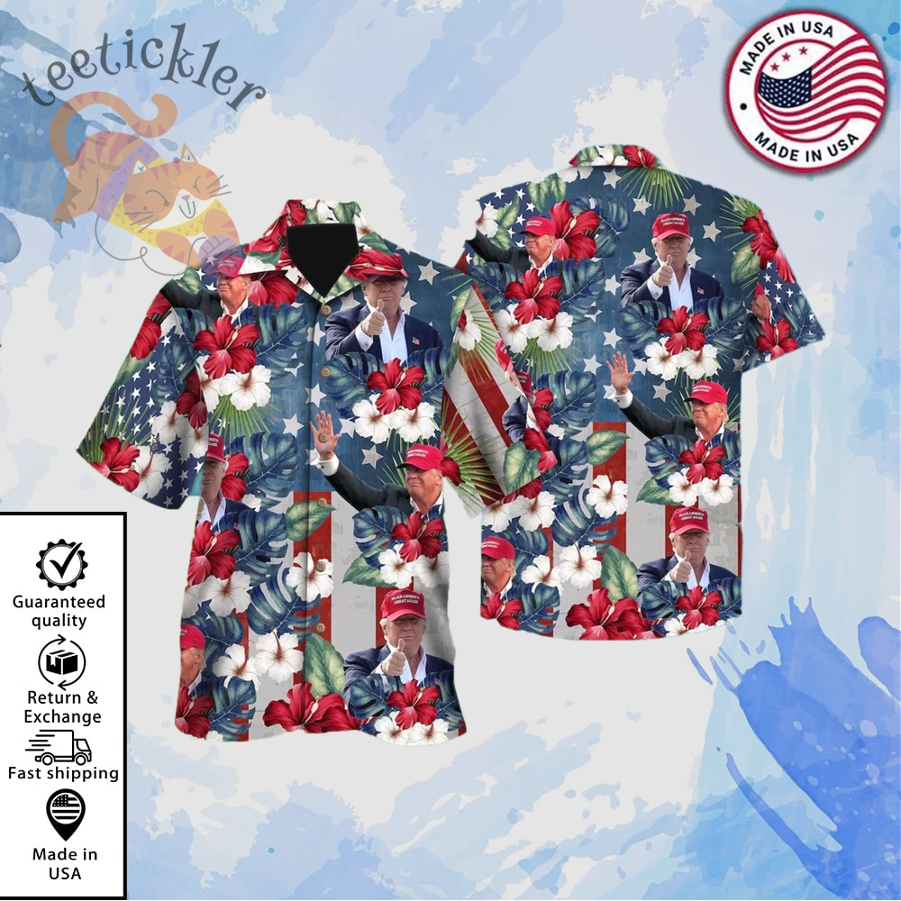 President Trump 4Th Of July Hawaiian Shirt