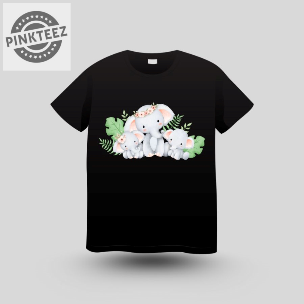 Adorable Elephant Family Tee pinkteez.com 1