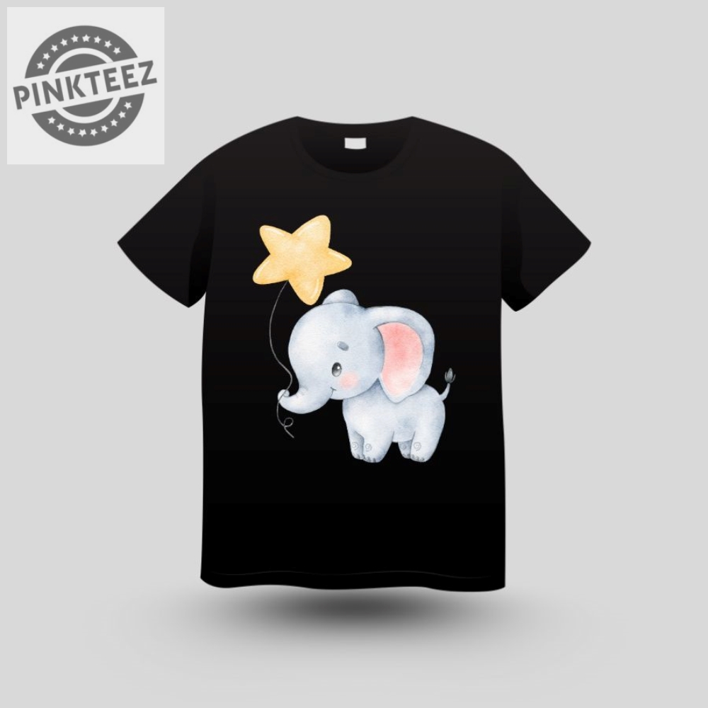 Adorable Elephant with Star Tee pinkteez.com 1
