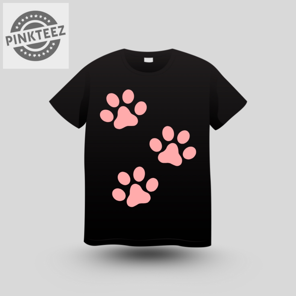 Cute Pink Paw Print T Shirt pinkteez.com 1