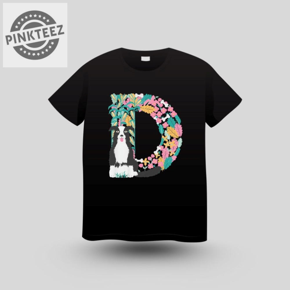 Bold Floral Dog Initial T Shirt pinkteez.com 1