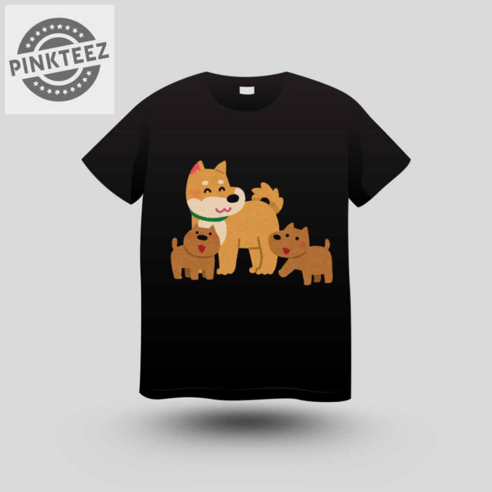 Cute Shiba Inu Family Graphic Tee pinkteez.com 1