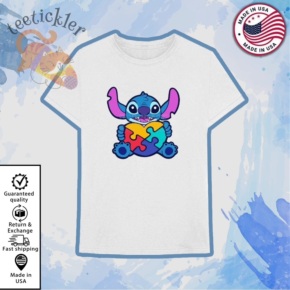 Stitch Autism Heart Stitch Puzzle Piece Shirt