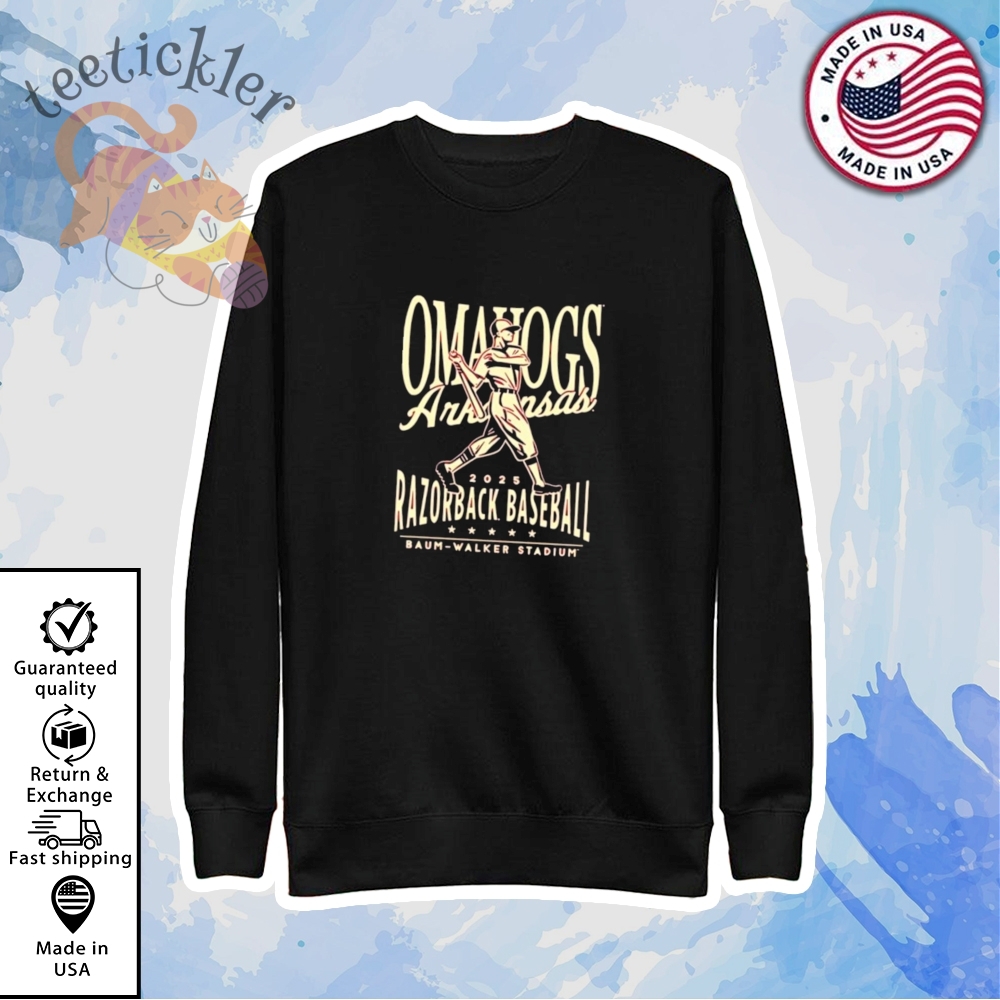 Omahogs Arkansas Razorbacks Swing Baseball Shirt 5 Omahogs Arkansas Razorbacks Swing Baseball Shirt