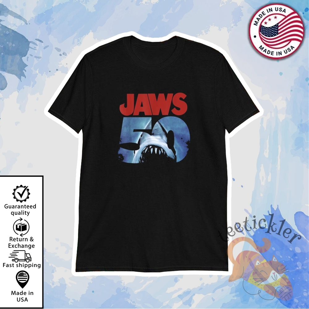 Jaws 50Th Anniversary T Shirt Official 1975 Movie Tribute Tee