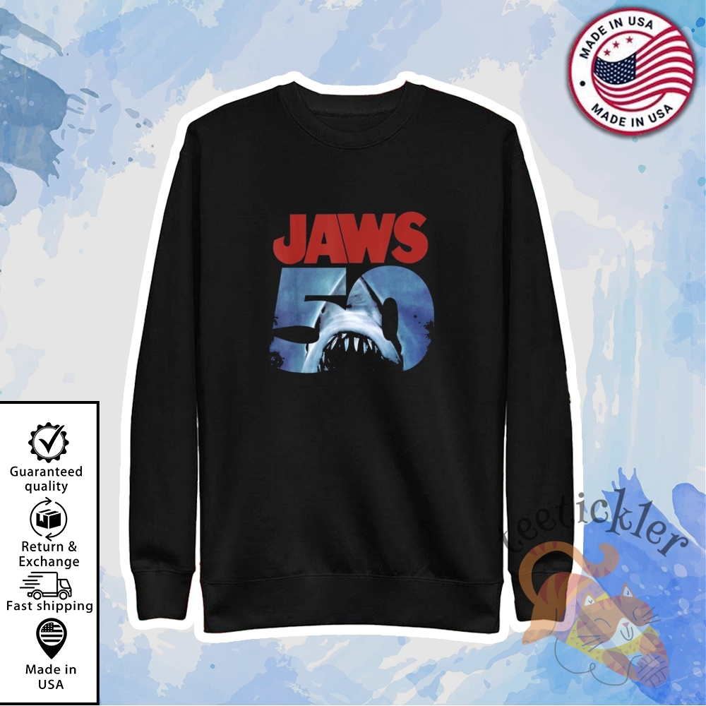 Jaws 50Th Anniversary T Shirt Official 1975 Movie Tribute Tee 5 Jaws 50th Anniversary T Shirt Official 1975 Movie Tribute Tee