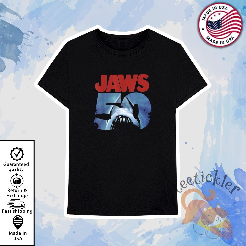 Jaws 50Th Anniversary T Shirt Official 1975 Movie Tribute Tee 6 Jaws 50th Anniversary T Shirt Official 1975 Movie Tribute Tee