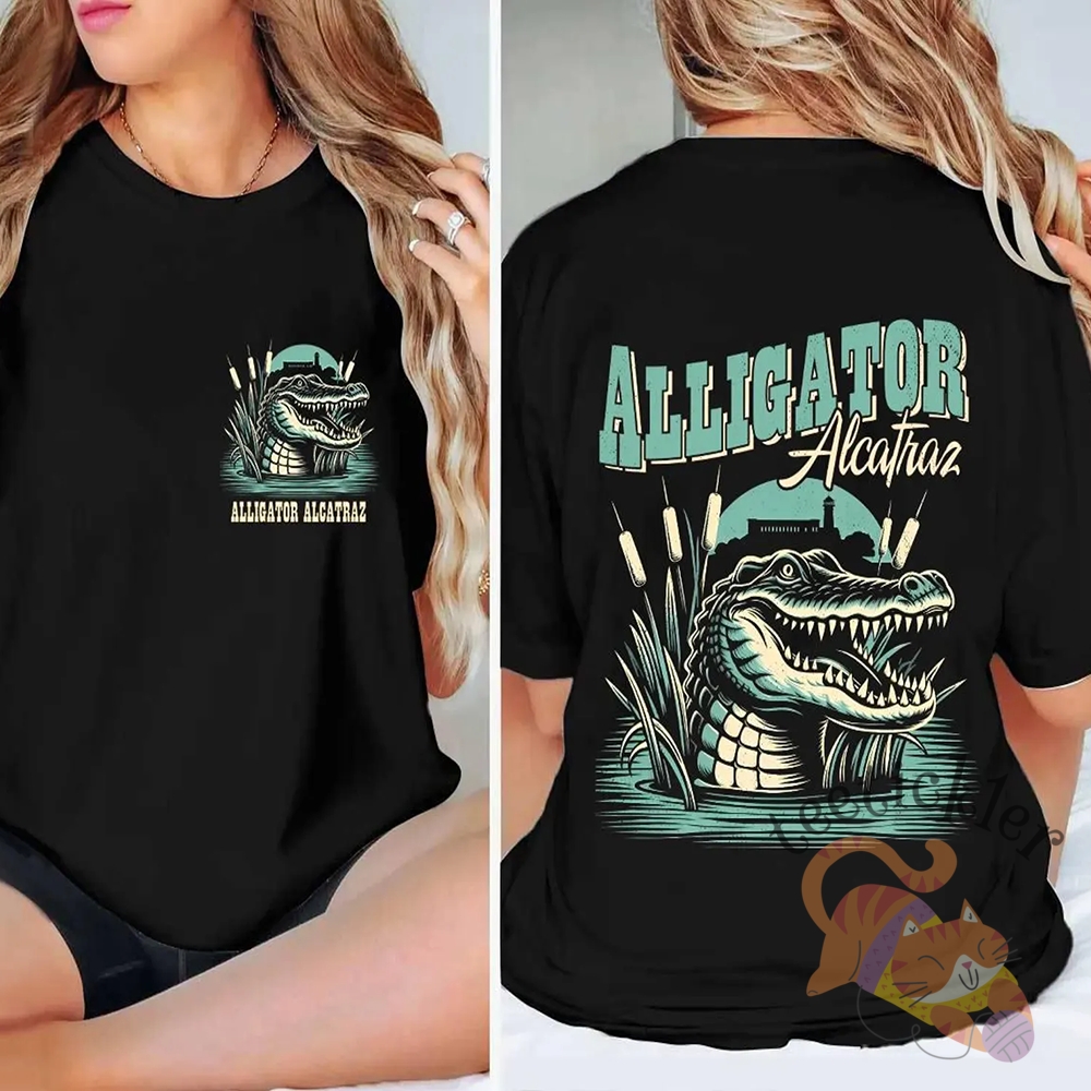 Twosided Everglades Florida Alligator Alcatraz Shirt Front And Back Print Tee