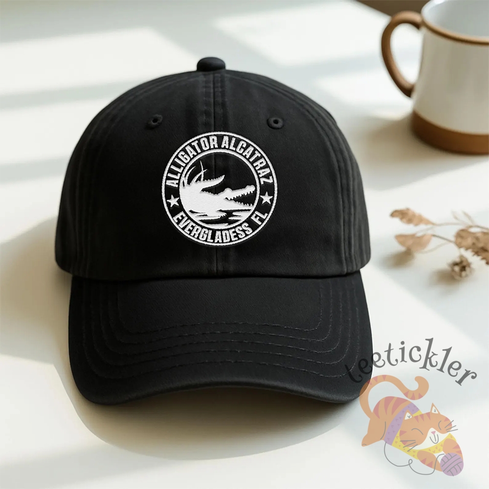 Alligator Alcatraz Embroidered Hat Florida Everglades Swamp Cap