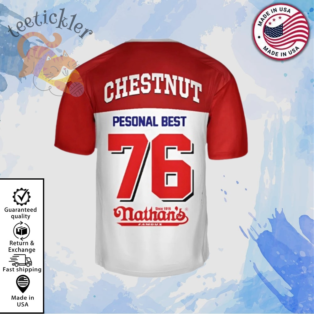 Joey Chestnut 17Th Nathans Famous Hot Dog 2025 Jersey Competitive Eating Legend Fan Gear teetickler 1