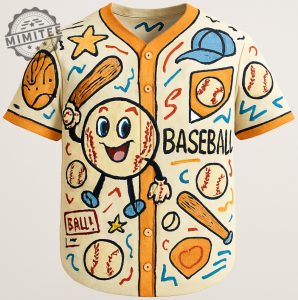 Cartoon Baseball Jersey %E2%80%93 Playful All Over Print Fun Edition mimitee.com 1