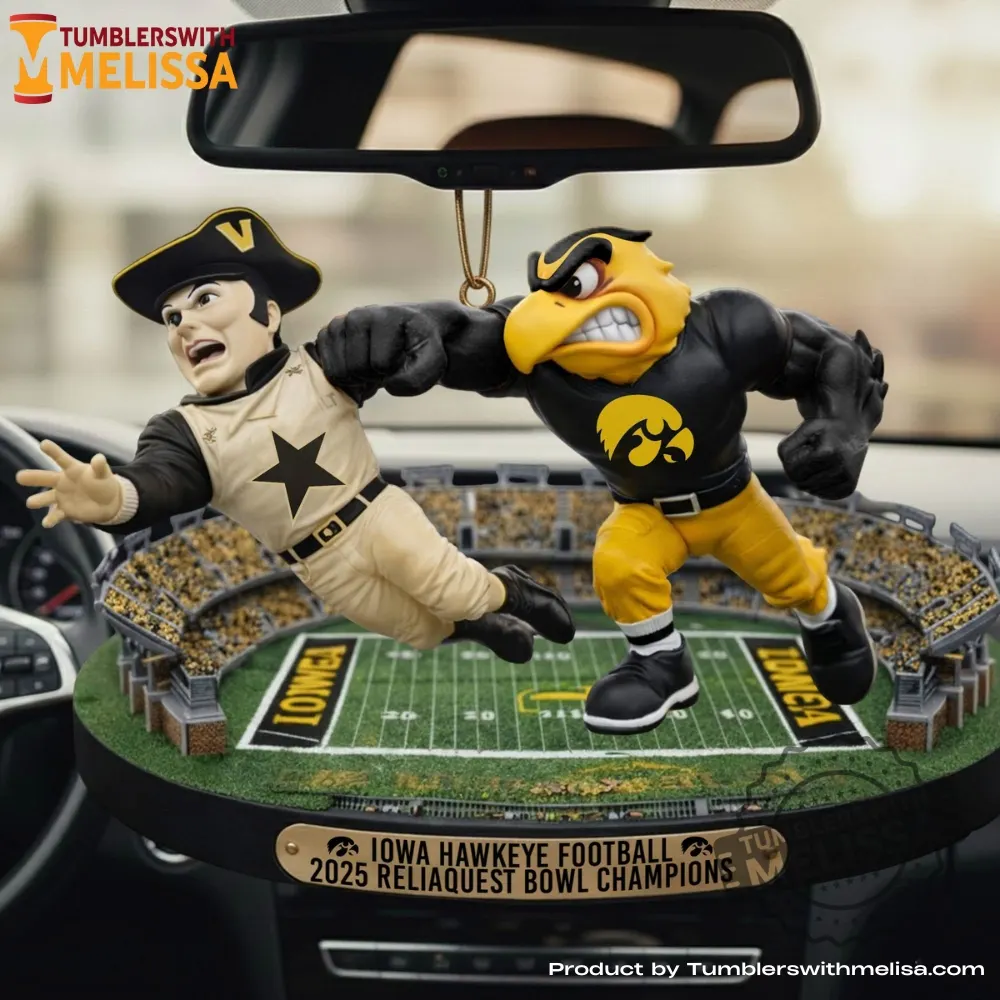 Iowa Hawkeyes 2025 Reliaquest Bowl Champions Car Hanging Ornament