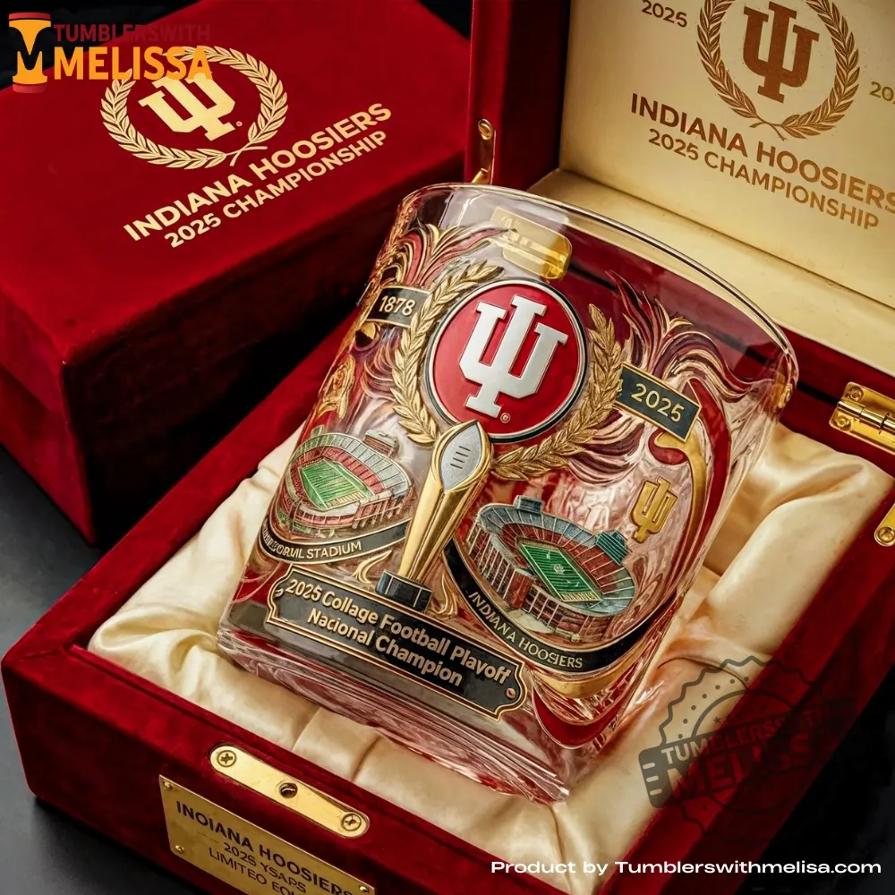 Indiana Hoosiers 2025 College Football Playoff National Championship Transparent Whiskey Glass Edition