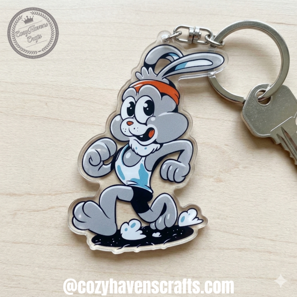 Running Rabbit Cartoon Keychain