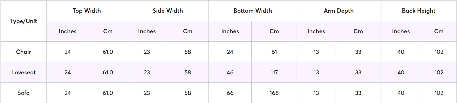 Size Chart