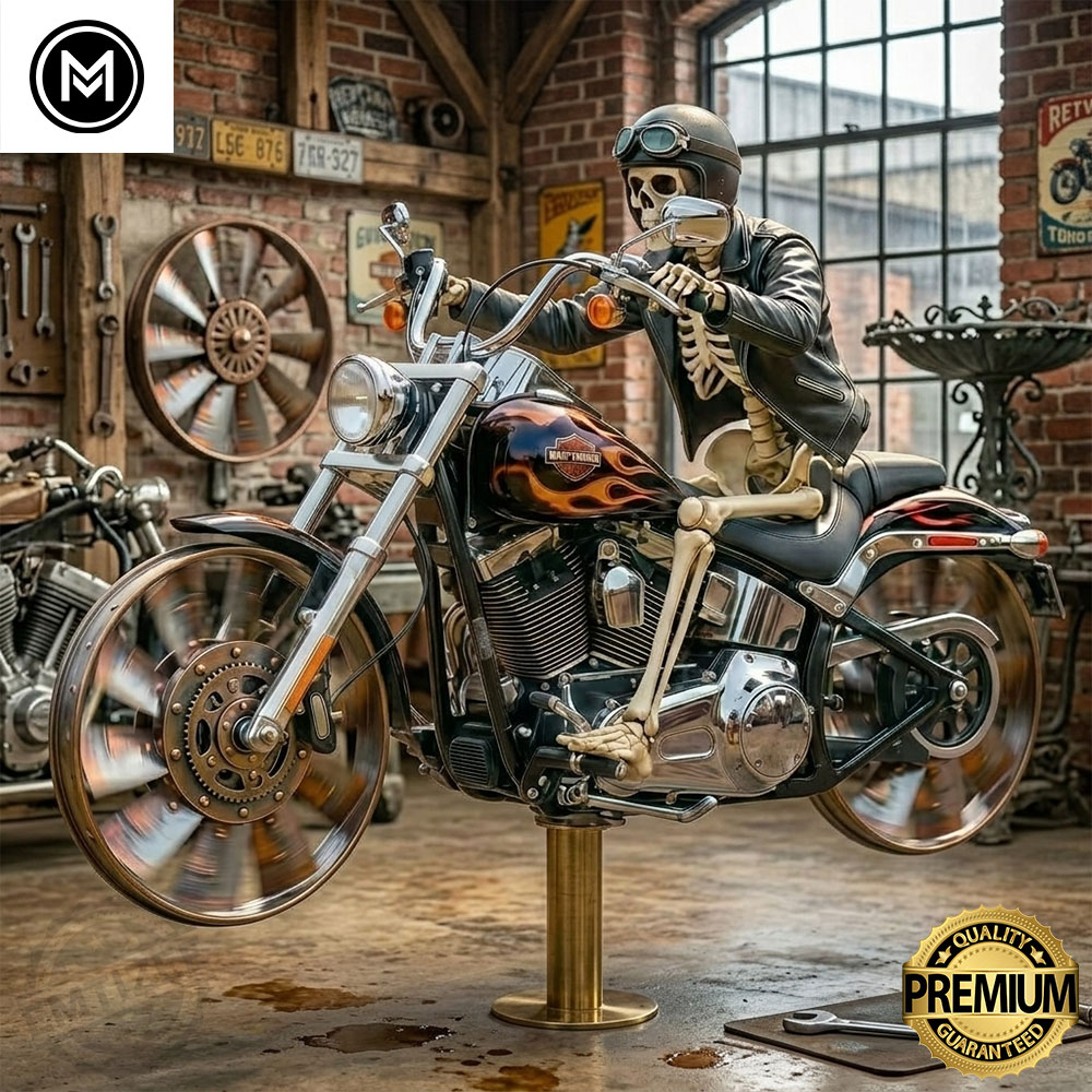 Skeleton Motorcycle Wind Spinner