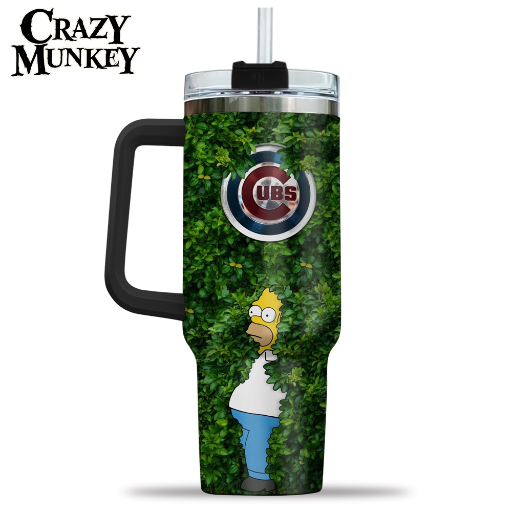 Cubs Homer Simpson Bush Meme 40oz Tumbler | MLB Baseball 4 Cubs Homer Simpson Bush Meme 40oz Tumbler | MLB Baseball