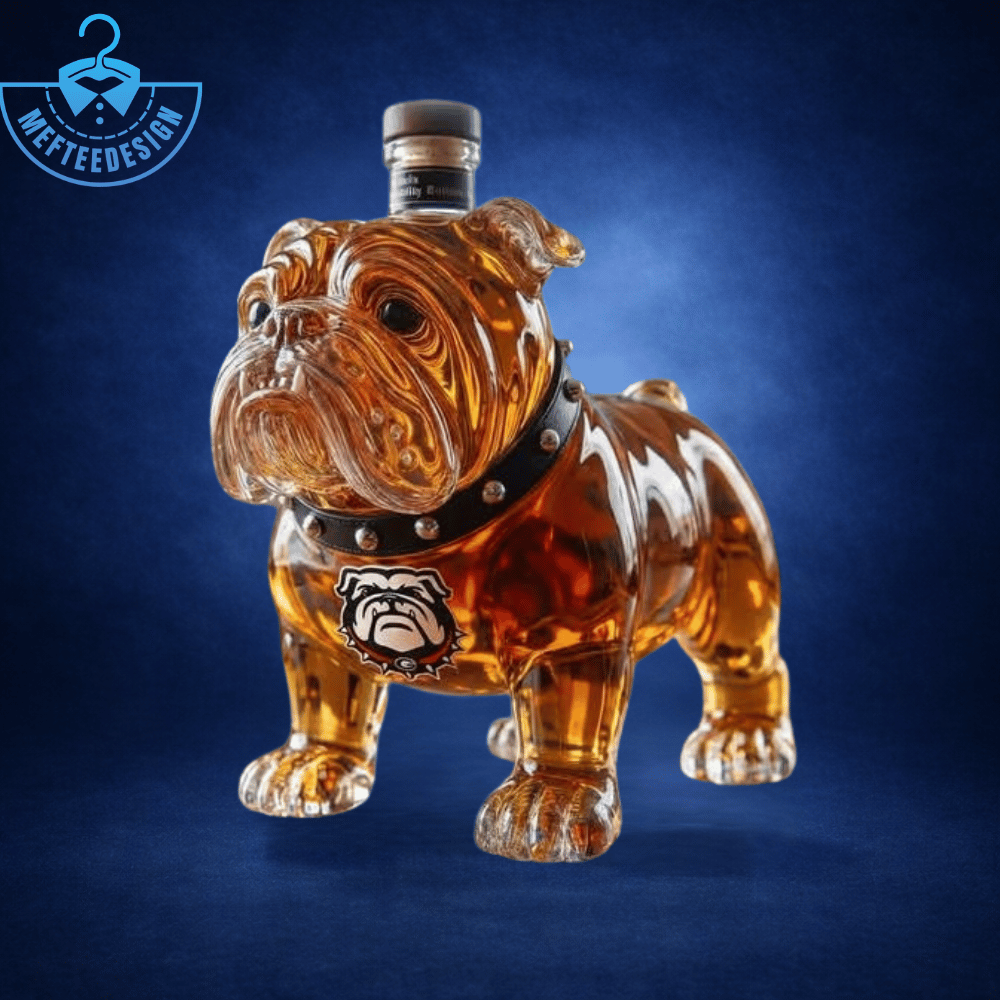 Georgia Bulldogs Official Uga Mascot Glass Whiskey Decanter 3D Bulldog Shaped Liquor Carafe Decanter