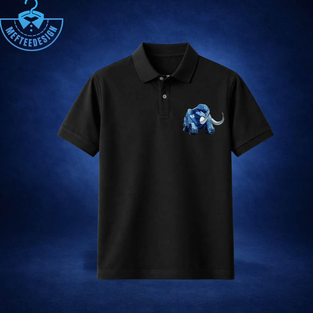 Cyber Mecha Mammoth Graphic Tee Futuristic Robotic Elephant Polo Shirt 2026