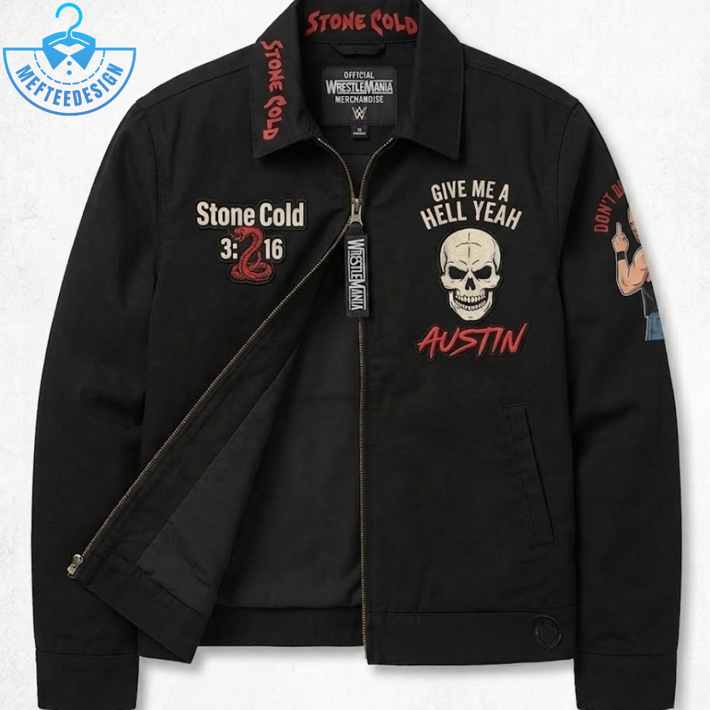 Official Black Jacket Of Wwe Stone Cold Steve Austin For Wrestlemania
