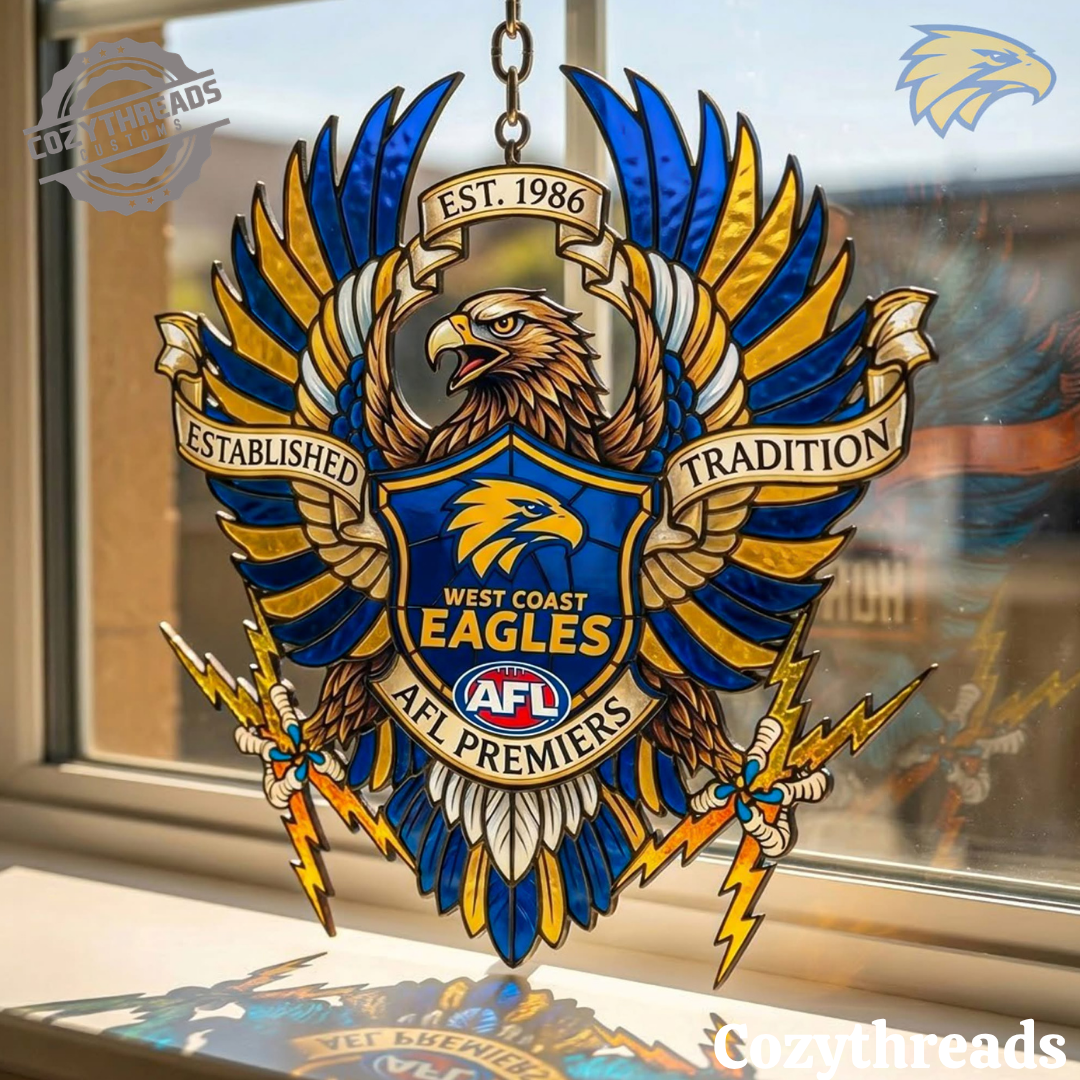 West Coast Eagles AFL Stained Glass Hanging Ornament