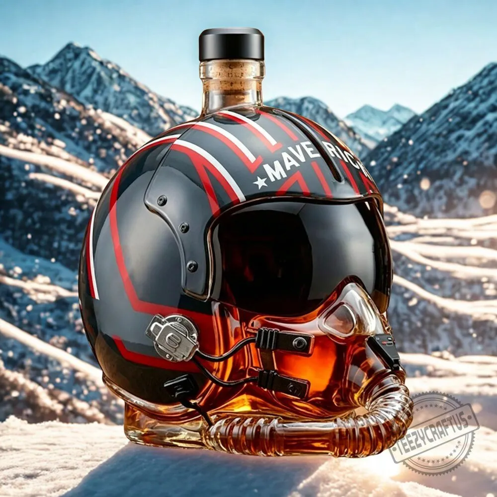 Top Gun "Maverick" Pilot Helmet Decanter HandvBlown Glass Whiskey Carafe for Aviation Fans