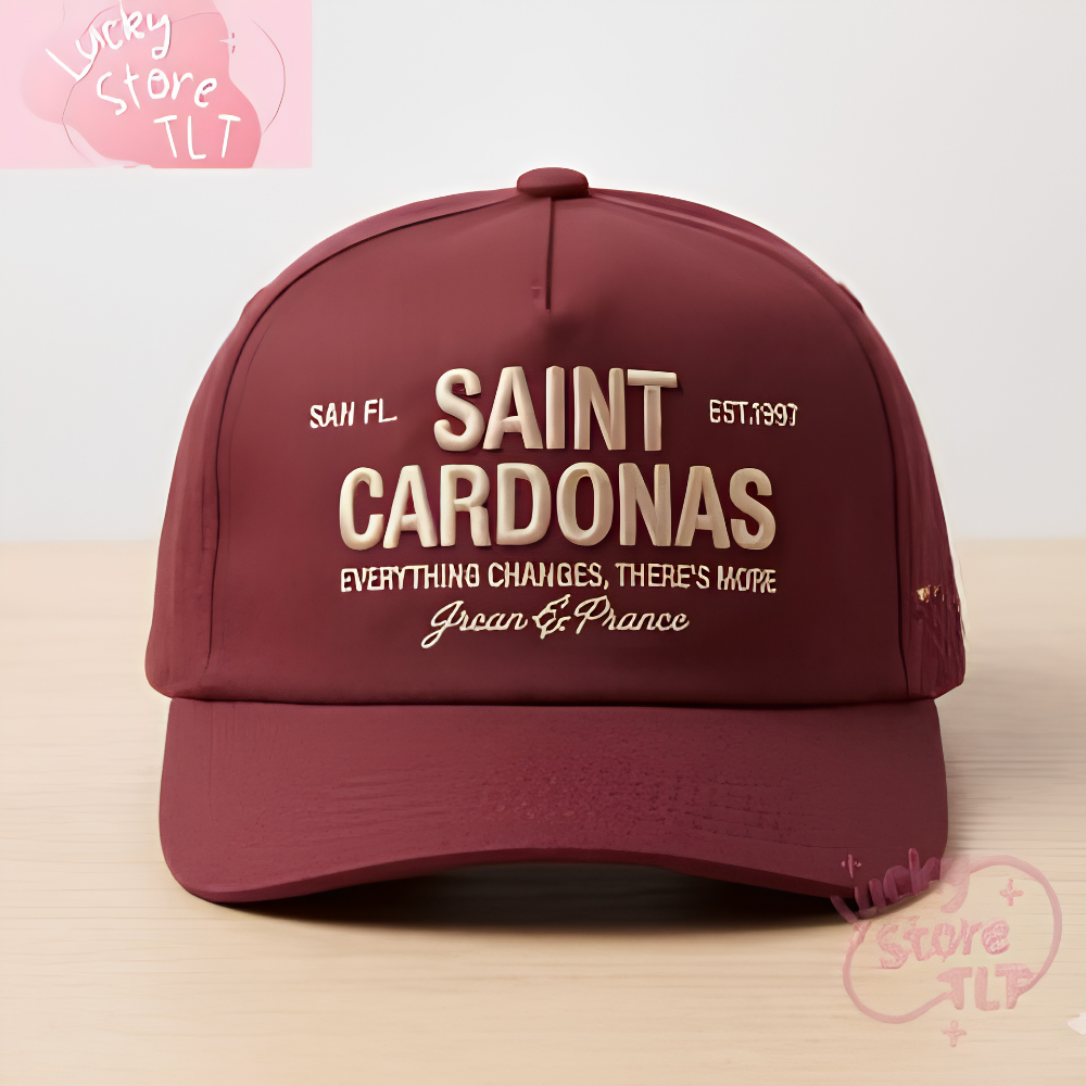 Saint Cardonas Grean and Prance Burgundy Structured Baseball Cap Vintage Embroidered Streetwear Hat