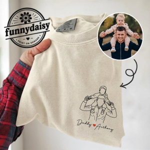 Personalized Dad Portrait Shirt, Custom Photo Outline T-Shirt, Father's Day Shirt Gift for Husband 1 Thiet ke chua co ten