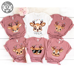 Reindeer Family Christmas Shirt,Personalized Christmas Family Shirt,Custom Family Name Tee,Funny Christmas Tee,Gift For Christmas,Xmas Gift 1 Thiet ke chua co ten 2