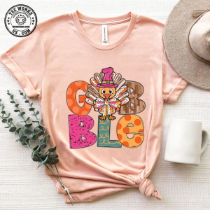 Gobble Shirt, Funny Thanksgiving Tee, Thanksgiving Turkey, Thanksgiving Gift, Cute Fall T-Shirt, Family Thanksgiving Day, Fall Vibes Shirt 1 Thiet ke chua co ten 3