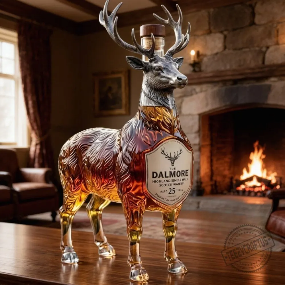 The Dalmore Stag Head Whiskey Decanter Engraved Highland Single Malt Scotch Deer Bottle