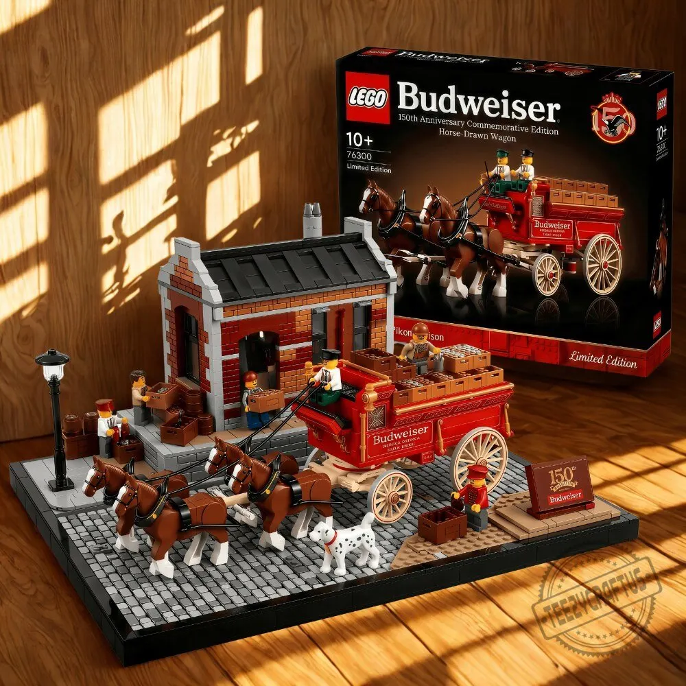 Budweiser 150th Anniversary HorseDrawn Wagon Brick Set Heritage Beer Delivery Toy Model
