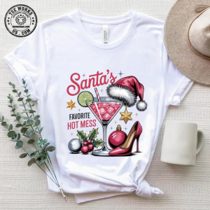 Santa's Favorite Hot Mess Shirt, Christmas Martini Shirt, Christmas Drink Shirt, Christmas Party Shirt, Drink Shirt For Women, Xmas Party 1 Thiet ke chua co ten 17
