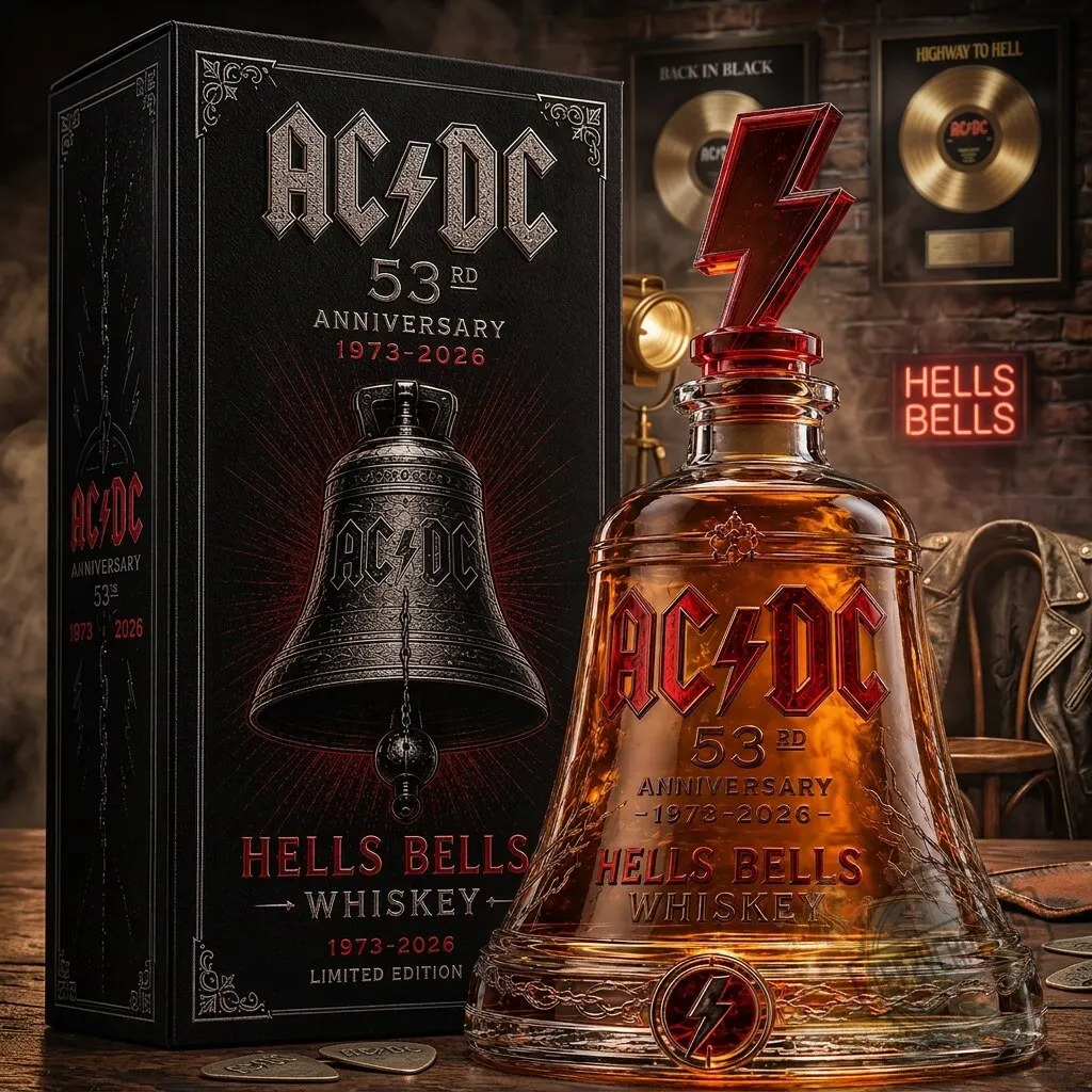 AC/DC Hells Bells Custom Glass Decanter Personalized Rock Fan Gift