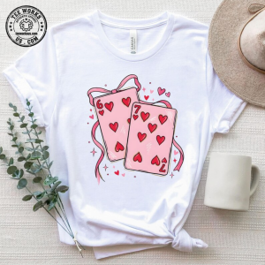 Valentine Playing Cards Shirt, Cute Love Card T-Shirt, Romantic Pink Hearts Design,Love Aesthetic Tee, Preppy Six Seven Valentine Card Tee 1 Thiet ke chua co ten 11