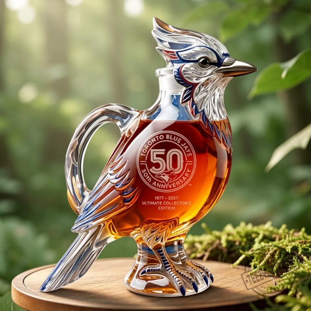 Toronto Blue Jays 50th Anniversary Glass Decanter Custom MLB Collector Gift