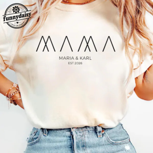 Personalized Mama Shirt, Mama Est With Kids Names Shirts, Mom T-Shirt Gift 1 Thiet ke chua co ten 12