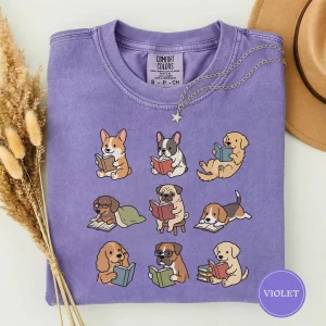 Funny Dog Reading T-Shirt 1 Funny Dog Reading T-Shirt
