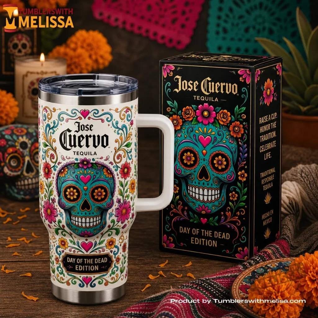 "Celebrate Day of the Dead with Jose Cuervo Stanley Tumbler 40oz" 44 Jose Cuervo Day of the Dead Transparent Lid 40oz Stanley Tumbler