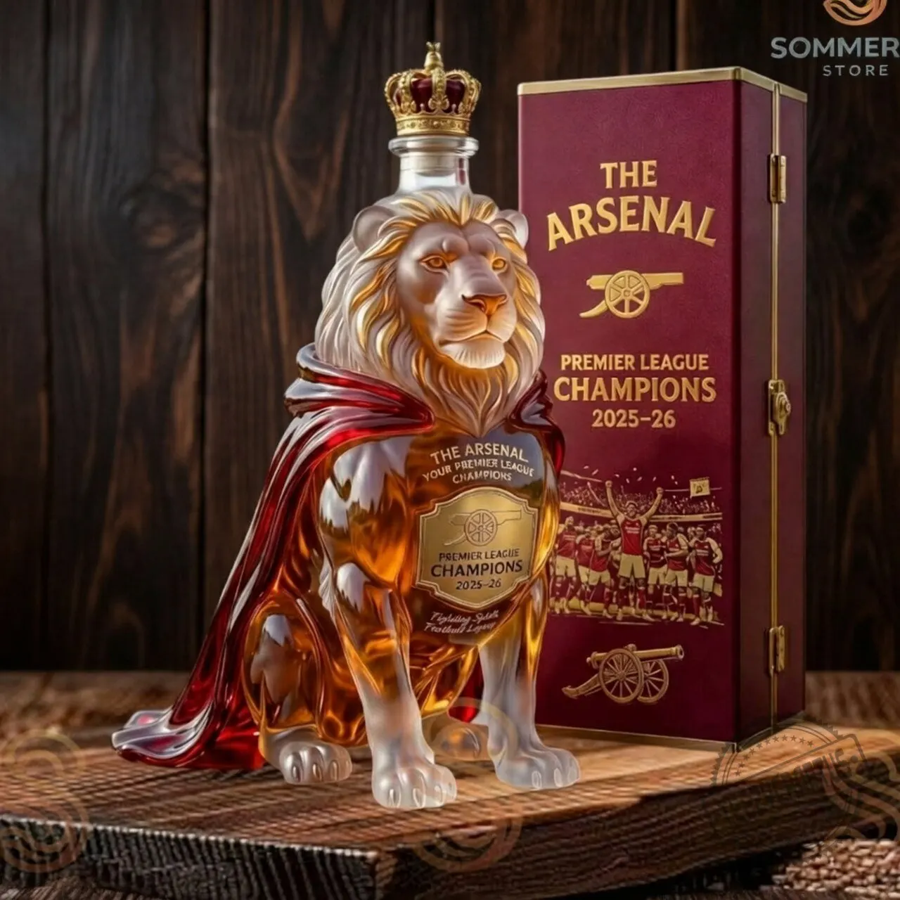 "Top Alien Xenomorph and Arsenal Lions Whiskey Decanters 2025-2026" 3 Arsenal Premier League Champions 2025 2026 Commemorative Lion Whiskey Decanter