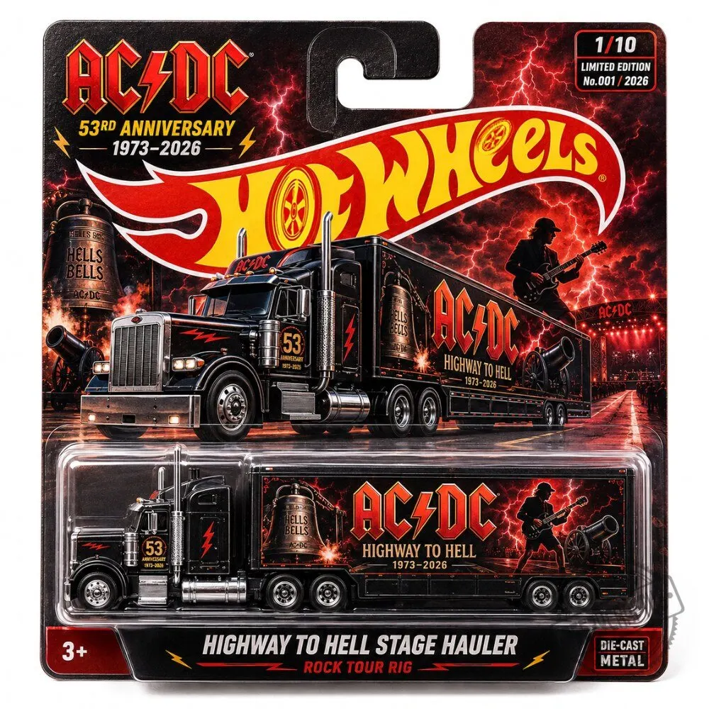 Hot Wheels AC/DC Highway to Hell Stage Hauler Rock Tour Rig 53rd Anniversary Die Cast Truck